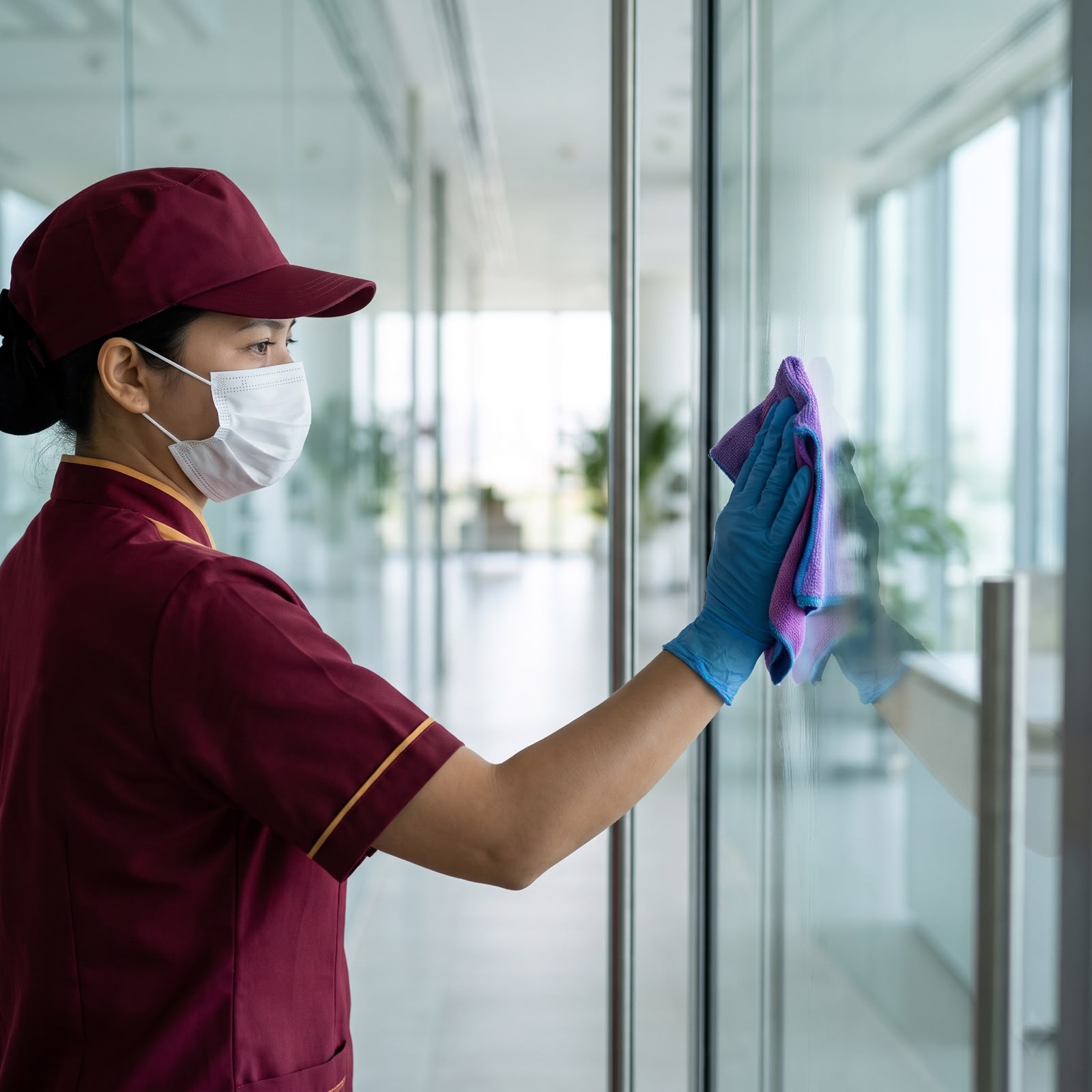 Modern cleaning equipment in use